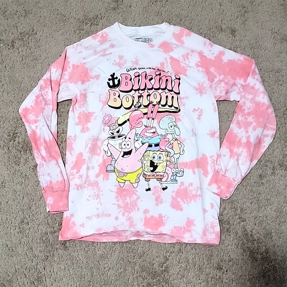 Mens SpongeBob Squarepants Long Sleeve Tie Dye Graphic T-Shirt | Size:S - Picture 1 of 3